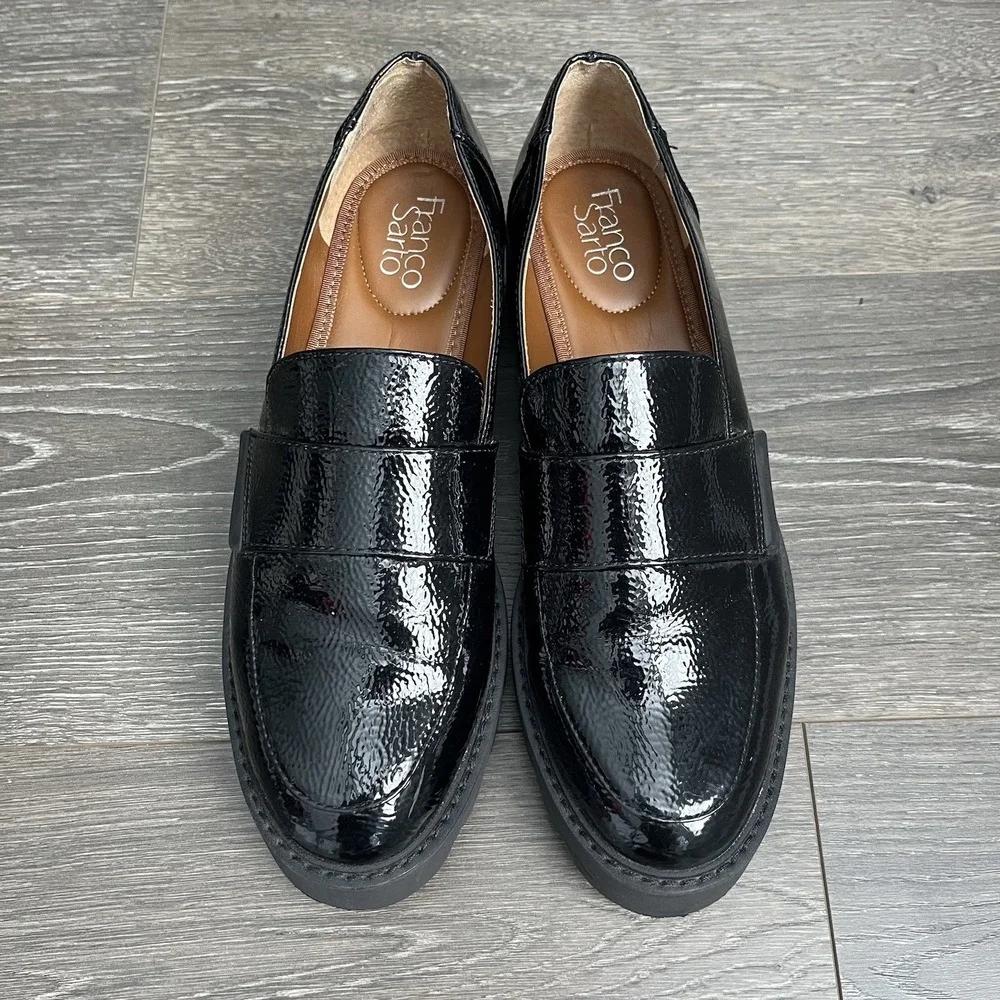 Franco Sarto Womens Brindy Platform Slip On Loafer Size 9.5 Lug Sole Chunky Heel